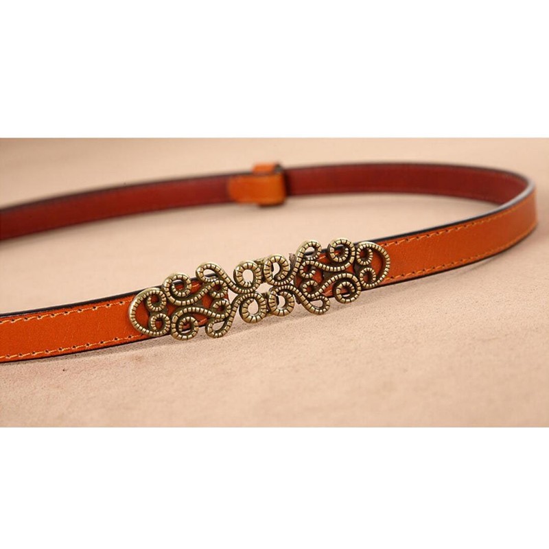 Diyafas Women's Adjustable Leather Belt for Dress Jeans Thin Belt
