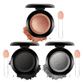 3PCS Glitter Eyeshadow Set – Silvery Grey, Golden Brown & Black – Long-Lasting Waterproof, High Pigment, Smooth Blendable Texture for Smoky Eye Makeup