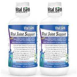Vital Earth Liquid Joint Support Supplement 2-Pack – Glucosamine, Chondroitin, MSM Plus Hyaluronic Acid, Boswellia & Fulvic Acid (70+ Trace Minerals), 32 Oz Ea