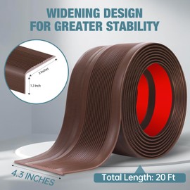 Stair Edge Trim Vinyl Stair Nosing 4.3" Self Adhesive Nose Molding Non-Slip Rubber Edge Protector Steps Trim Rubber Strips for Staircase Step Uses (20Ft, Brown)