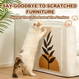 JIUPETY Decorative Cat Scratching Mat, 1 Pack Wall Scratchers Pad for Indoor Cat with Adhesive Hook Loop Tape, 20.6" x 14", Tree