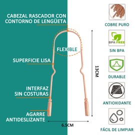 AZULDIMEN Paquete de 2 Raspador de lengua con estuche de viaje, 100% cobre puro, limpiador de lengua para eliminar el mal aliento, fácil de limpiar, reutilizable para adultos para viajes a casa (Bronce)