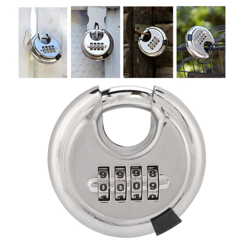 Stainless Steel Password Round Padlock Key 70mm thickened 9, 5mm