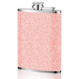 Stainless Steel Flagon - 8oz Portable Flask For Climbing Camping Barbecue Bar Party (Light Pink)