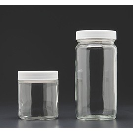 JG Finneran 9-184-2 Clear Borosilicate Glass Precleaned Short Straight Sided Wide Mouth Jar with White Polypropylene Closure and 0.015" PTFE Lined, 89-400mm Cap Size, 1000mL Capacity (Pack of 12)