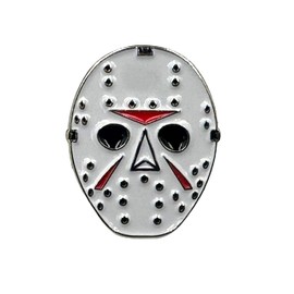 Jason Brooch Ice Hockey Mask Horror Film Metal Pin Fan Badge, 20 mm Wide 25 mm High, Aluminium, Aluminium