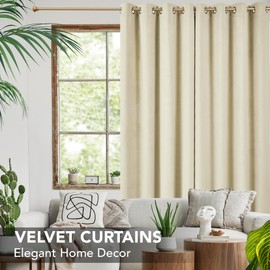 Deconovo 100% Blackout Curtains for Bedroom 72 Inch Length 2 Panels Set, Light Beige, Window Curtain Drapes with Microfiber Coating Grommet Thermal Insulated Living Room 52 Inch Wide