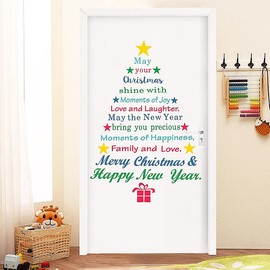 Skystuff Christmas Wall Sticker Large Christmas Tree Window Sticker Merry Christmas Wall Decorations Xmas Door Window Clings for Christmas Home Party New Year Decoration (Color 2)