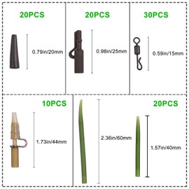 OROOTL Carp Fishing Tackle Accessories, Carp Fishing Rigs Box Include Safety Leader Clips Quick Change Swivel Anti Tangle Sleeve Tail Rubber for Carp Bait Rig