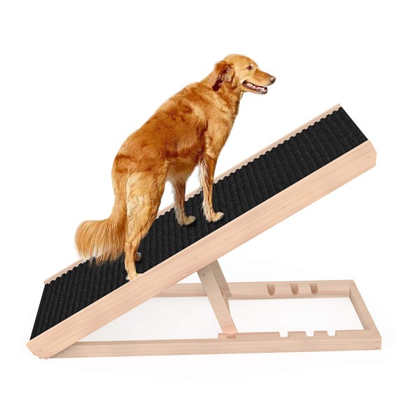 Adjustable Pet Ramp for All Dogs and Cats - Folding Portable Dog Ramp for Couch or Bed with Non Slip Carpet Surface, 40”Long and Height Adjustable from 9”to 24” - Up to 100 Lbs