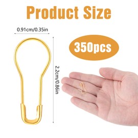 Clothing Tag Pins 350pcs Gold Safety Pins 22mm/0.87 Inch Metal Gourd Safety Pins Bulb Safety Pins Calabash Pin Bead Needle for Clothes Tag Sewing Quilting DIY Craft Home Accessories （Golden）