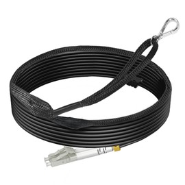 50ft/15m OM3 Fiber Patch Cable Outdoor Armored, LC to LC Industrial TPU Multimode, 10GB Duplex 50/125um with Pulling Eye Kit Installed on one end, OD 3MM 𝙍𝙖𝙢𝙗𝙤𝘾𝙖𝙗𝙡𝙚𝙨