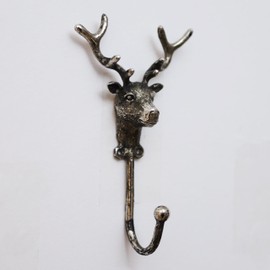 Metal Single Vintage Bear, Fox, Reindeer Stag Head Wall Coat Key Storage Hanger Multi Purpose Hook (Stag Head)