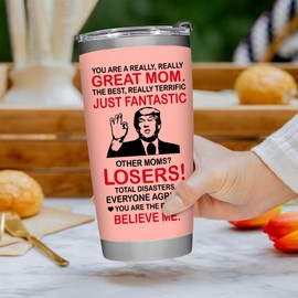 Mothers Day Gifts for Mom from Daughter, Son, Kids - Great Mom Coffee Tumbler on Birthday, Christmas, Durable Stainless Steel, Insulated for Hot or Cold Drinks, Ideal Gift for Mothers 20oz, Pink