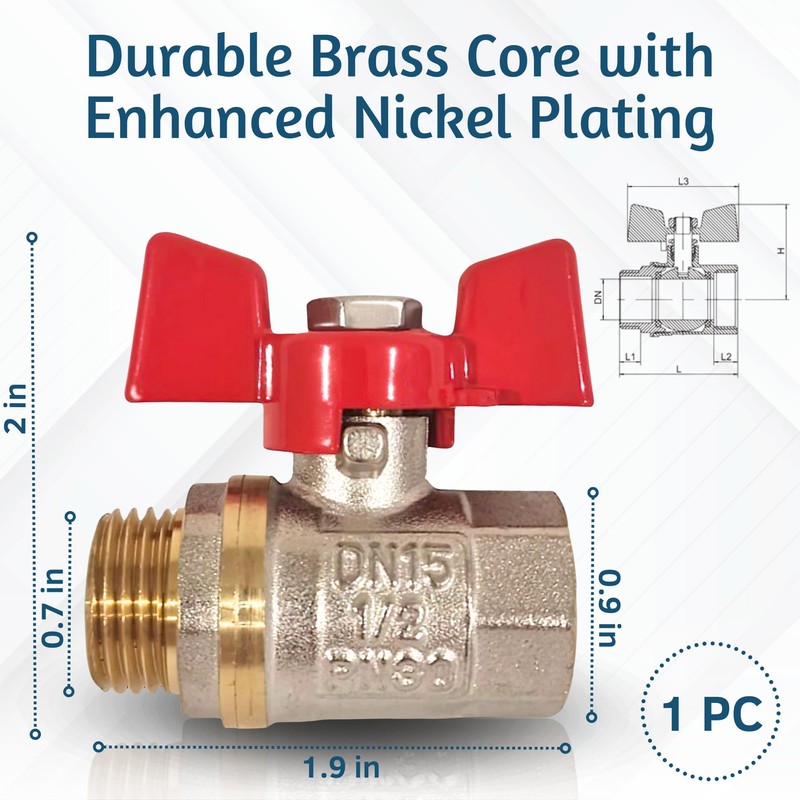 PipeSan Ball Valve 1/2 Inch Double Thread (Female/Male Thread) with