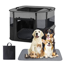 Dog Playpen,Cat Crate,Portable Pet Playpen, Foldable Kennel for Puppy Kitten Rabbit,Breathable Shade Cover,Indoor Outdoor Travel Camping Use for Puppy Cat Dog Grey S