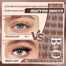 B&Q Pestañas Postizas Pestañas Café Kit Completo Marrones Mochalash 01 Extensiones de Pestañas de Racimo Curvatura C de 8-16 mm b&q lashes Completo co