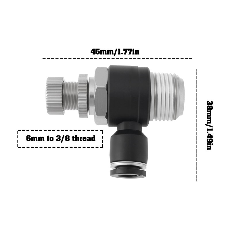 Briny River 2pcs Air Flow Control Valve Connector Push in
