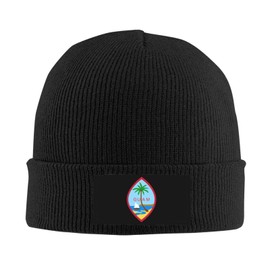KOSUES Guam Flag Island Palm Trees Stretchy Knit Beanie Hat Unisex Warm Knitted Hats Winter Ski Skull Caps Acrylic Knit Stocking Cuffed Cap Cold Weather Watch Cap for Hiking Skiing Blue