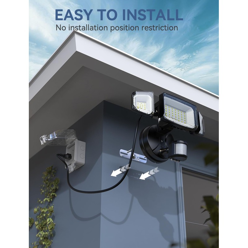Olafus 42W Motion Sensor Outdoor Light Plug in, Motion Flood