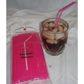 IGC 100 Straws - Flex/Flexible Drinking Straws - Luau - Wedding - Party - Hot Pink - 100 Flexible Straws