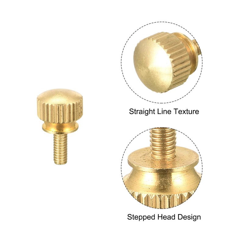 sourcing map 10Pcs Knurled Thumb Screws, M3x8mm Brass Shoulder Bolts