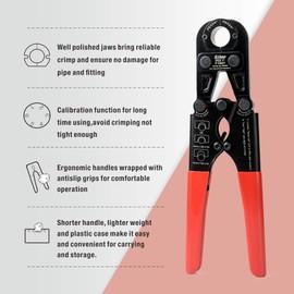 IWISS Pex Pipe Crimping Tool kit for 3/8,1/2,3/4,1-inch Copper Ring with Free Gauge&Pex Pipe Cutter -Meet ASTM F1807 and Portable