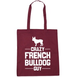 Hippowarehouse Crazy French Bulldog guy Tote Shopping Gym Beach Bag 42cm x38cm, 10 litres