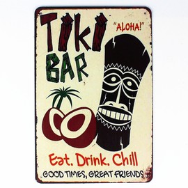 Mega-deal Tiki Bar Decor Eat Drink Chill Tin Sign Metal Wall Plaque 12" x 8"