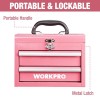 WORKPRO Portable Mini Tool Box 2 Drawers Metal Tool Chest