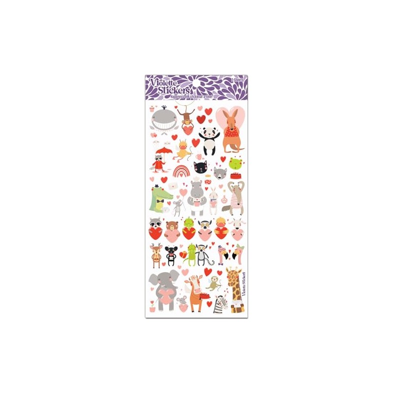 Valentine Animals Stickers by Violette Stickers, Red