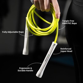 6mm PVC Skipping Rope, Hererope Skipping Ropes with Unbreakable Handles & Durable Non-Kinking Rope, Indoor/Outdoor Adjustable Jump Rope for Men, Women Fitness, Boxing, Speed, Exercise, Training