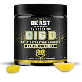 Beast Big D with Creatine Monohydrate Powder 30 Servings, Lemon Sherbet