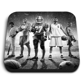 1 x Square MDF Fridge Magnet - Sports Football Basketball Team Game 43581