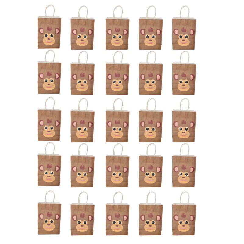 25Pcs Kraft Paper Gift Bag Animal Pattern Multipurpose Kraft Bag