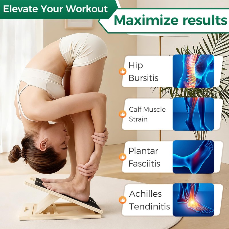 Slant Board for Calf Stretching, Wooden Slant Boards for Exercise,
