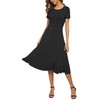 EXCHIC Women's Short Sleeve Round Neck Waisted Slim Summer Midi