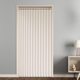 Momooda Blackout Door Way Privacy Curtain for and Closets Room Divider, Pleated Folding Invisible Magnetic Thermal Insulated Door Curtain, 1 Panel, Beige, 31" x 79"