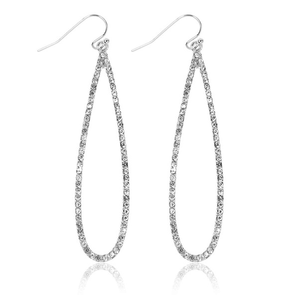 Sparkly Rhinestone Lightweight Geometric Hoop Drop Earrings - Teardrop, Pear,