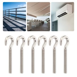 10pcs 304 Stainless Steel Eye Bolt Hooks, Open Bolt Hook Eyelet Threaded Screws Hardware