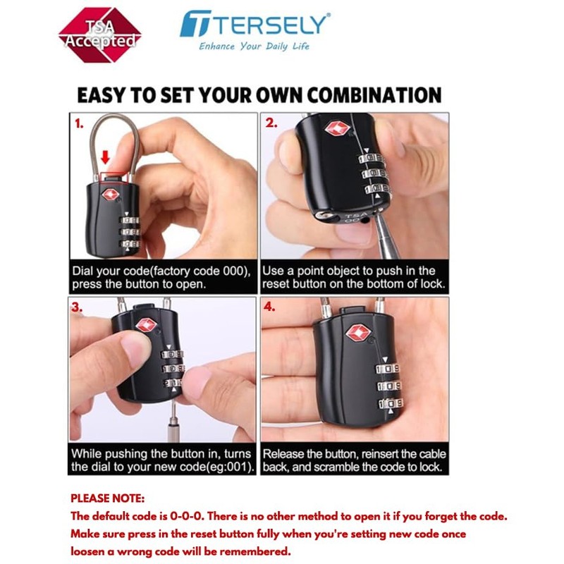 TSA Approved Luggage Combination Locks,T Tersely 2 Pack Travel Suitcase