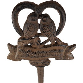 SRBG J201 Flower Bed Stake Welcome Birds 29 x 15 x 1 cm Cast Iron Flower Stake Bird Figurine Decoration