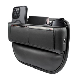 LSJX Car Front Seat Gap Filler Organizer 1P, Universal Fit Front Car Gap Filler, Premium Leather Front Seat Spacer Gap Filler- Front Seat Gap Storage Box For Car SUV Truck -Black