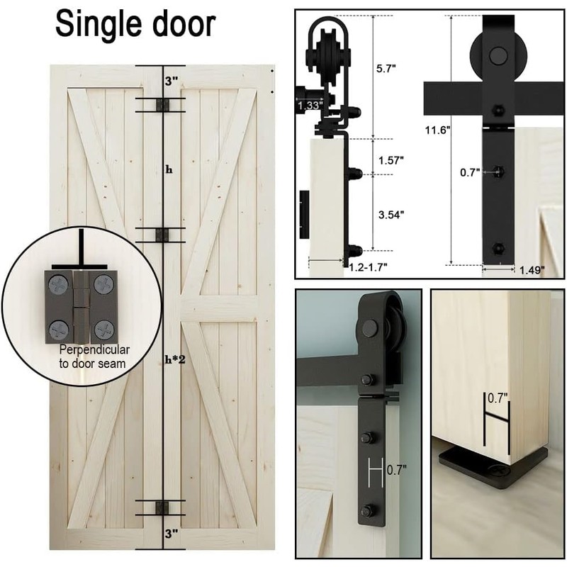 LTIYITL 34" Bi-Folding Sliding Barn Door Hardware Kit,Heavy Duty,Wall Mount