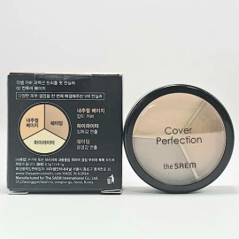 The Saem Cover Perfection Triple Pot Concealer 13g No. 02 Contour Beige Dark Circle Cover Blemish Cover / 더샘 커버 퍼펙션 트리플 팟 컨실러 13g 02호 컨투어베이지 다크서클커버 잡티커버