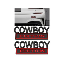 BELOMI Car Emblem, 2PCS 3D Metal Cowboy Edition Vehicle Side Rear Front Hood Trunk Door Sticker, Automotive Badge Replacement Decal Accessories, Universal for SUV, Sedan, Truck (Black/Red)