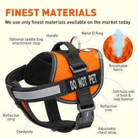 Dogline Unimax Multi-Purpose Vest Harness for Dogs and Removable Do Not Pet Patches Patches Orange Large 28" - 38"