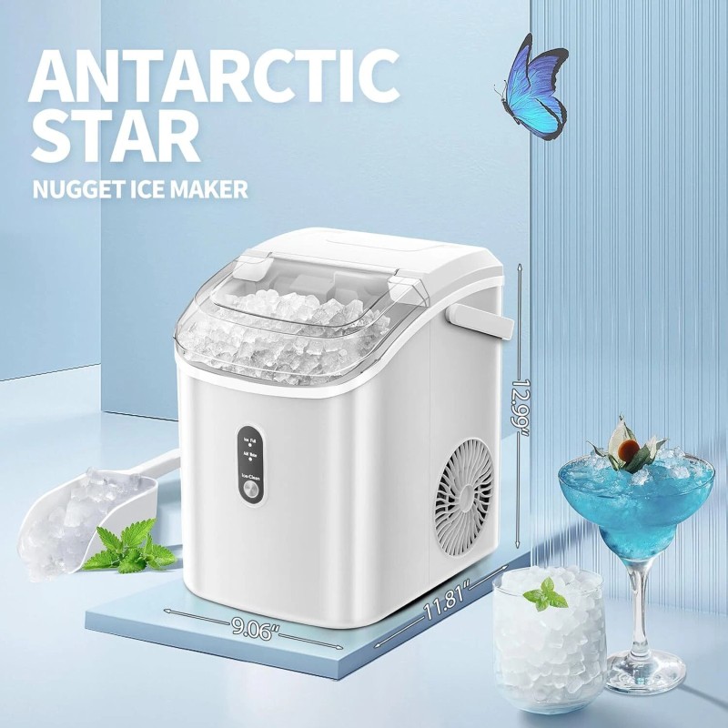 Unbranded 34Lbs/24H Nugget Countertop Ice Maker with Soft Chewable Ice