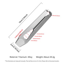 ainhue A39 Compact 3.9 Inches Stonewashed TC4 Titanium Pry Bar Multi-Tool EDC Prybar with Keychain Hex Wrench Jimmy Crowbar