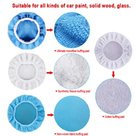 SIQUK 24 Packs Car Polisher Pad Bonnets 5 to 6 Inch Polishing Bonnet with 12 Packs Microfiber Bonnets 4 Packs Waxing Bonnet 6 Packs Non-Woven Buffing Bonnet and 2 Packs Cotton Bonnet